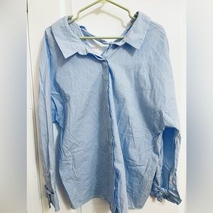 ZARA Women Light Blue Strip Blouse size XS